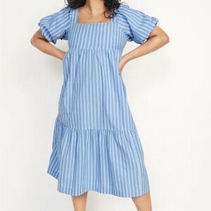 Old Navy Blue and White Striped Midi Dress